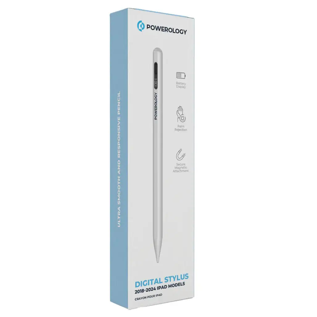 Powerology Digital Stylus for 2018–2024 iPad Models (White)