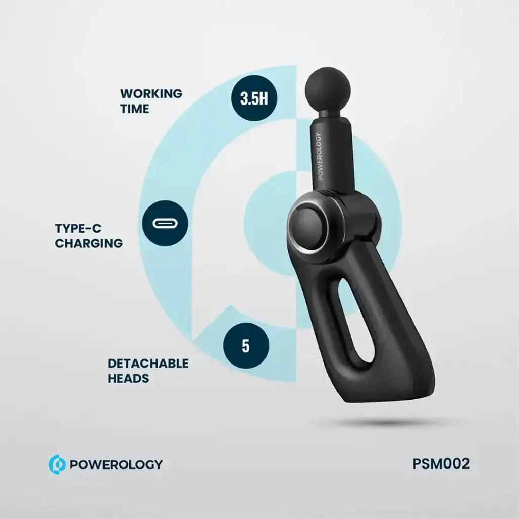 Powerology PSM002 Professional Massage Gun – 5-Speed, 2000 mAh with Bag