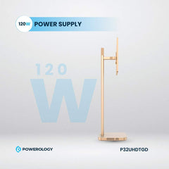 Powerology 32" Movable, Rotatable and Height Adjustable Google 4K Screen with 4K Camera - Brass