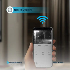 Powerology Smart Doorbell Camera – Black | 3MP, Night Vision, Two-Way Audio