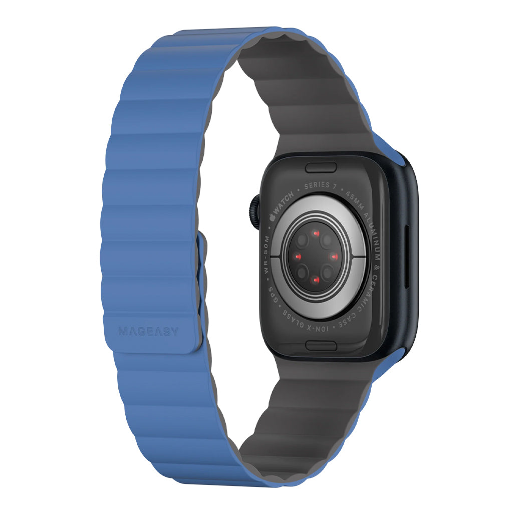 Mageasy SKIN Silicone Magnetic Apple Watch Band 44mm/45mm/49mm - Blue