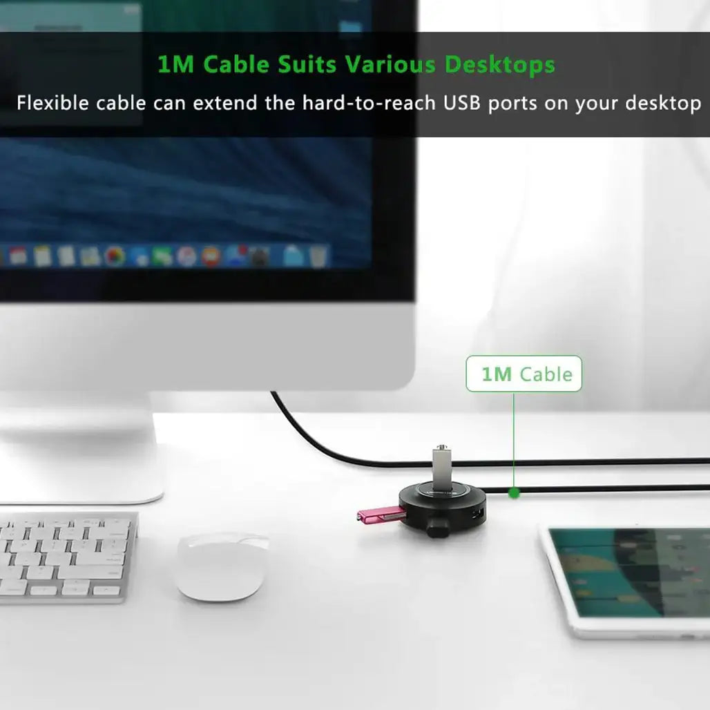 UGREEN 4‑Port USB 2.0 Hub (20277) – Powered Option, 1 m Cable