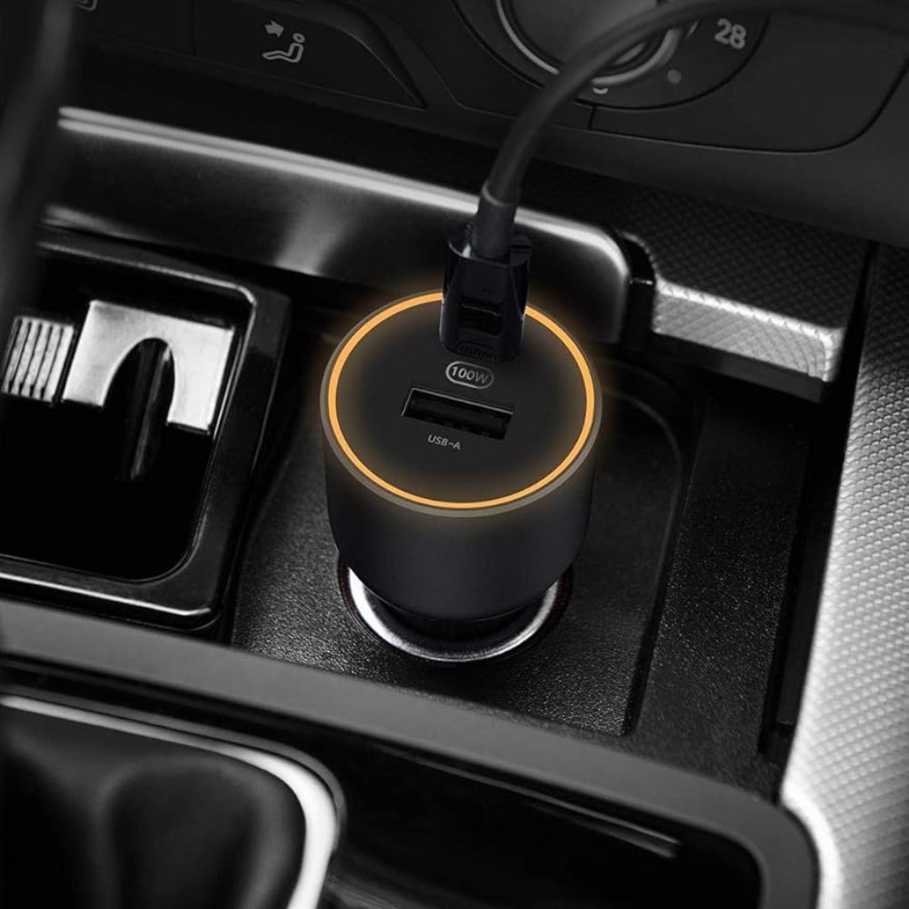 Xiaomi 100W Car Charger USB-C – Dual Port Fast Charging with Light Ring