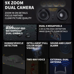 Xiaomi Outdoor Camera CW700S – Dual 4MP Lenses, 9x Hybrid Zoom, 2.5K UHD, Smart Night Vision, IP66 Weatherproof, Human & Vehicle Detection