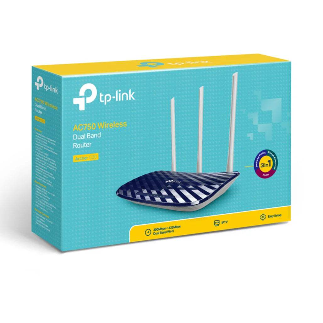 TP-Link Archer C20 AC750 Wireless Dual Band Router High-Speed Wi-Fi with Dual-Band Performance
