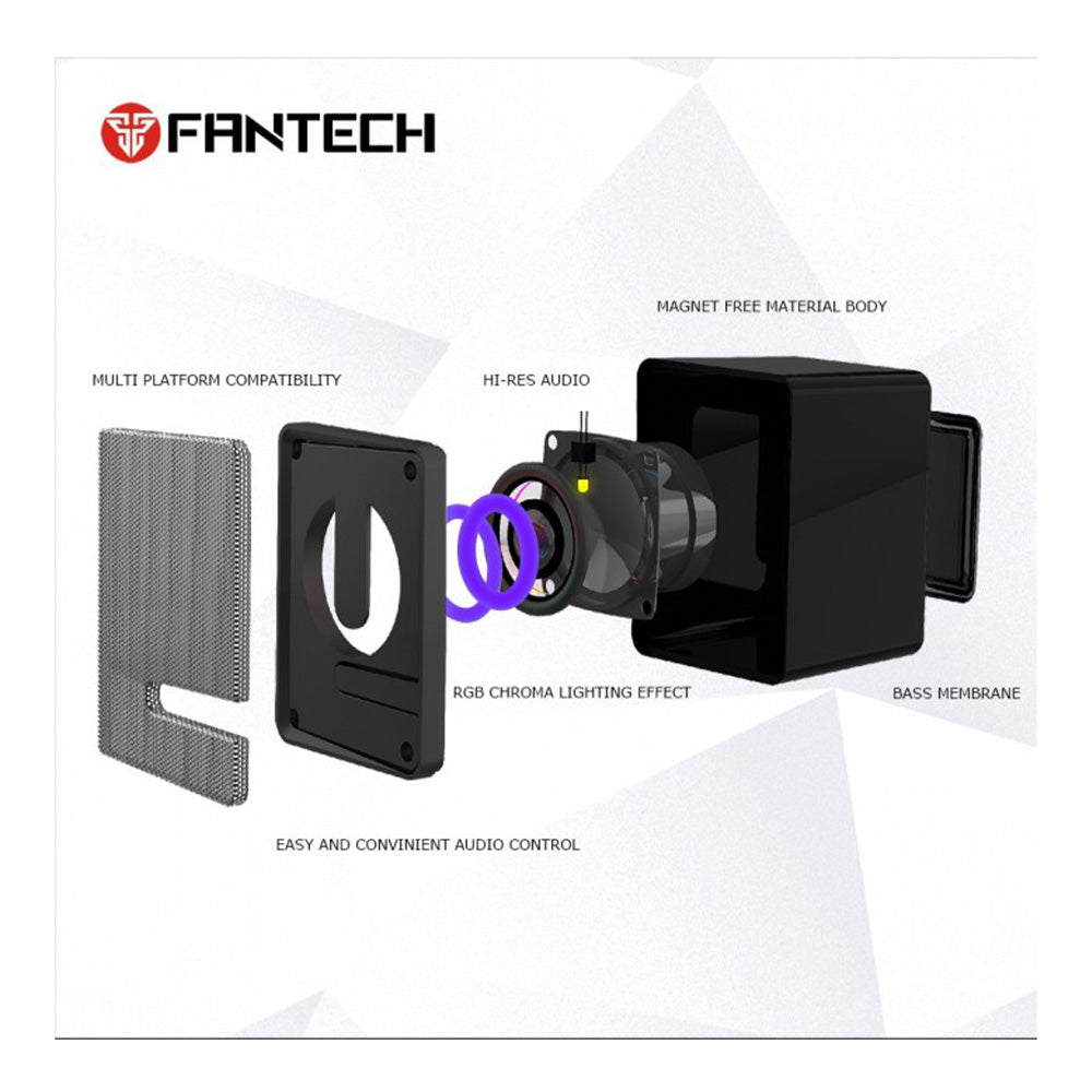 Fantech GS203 BEAT USB RGB Gaming & Music Speaker – Compact Stereo Sound System
