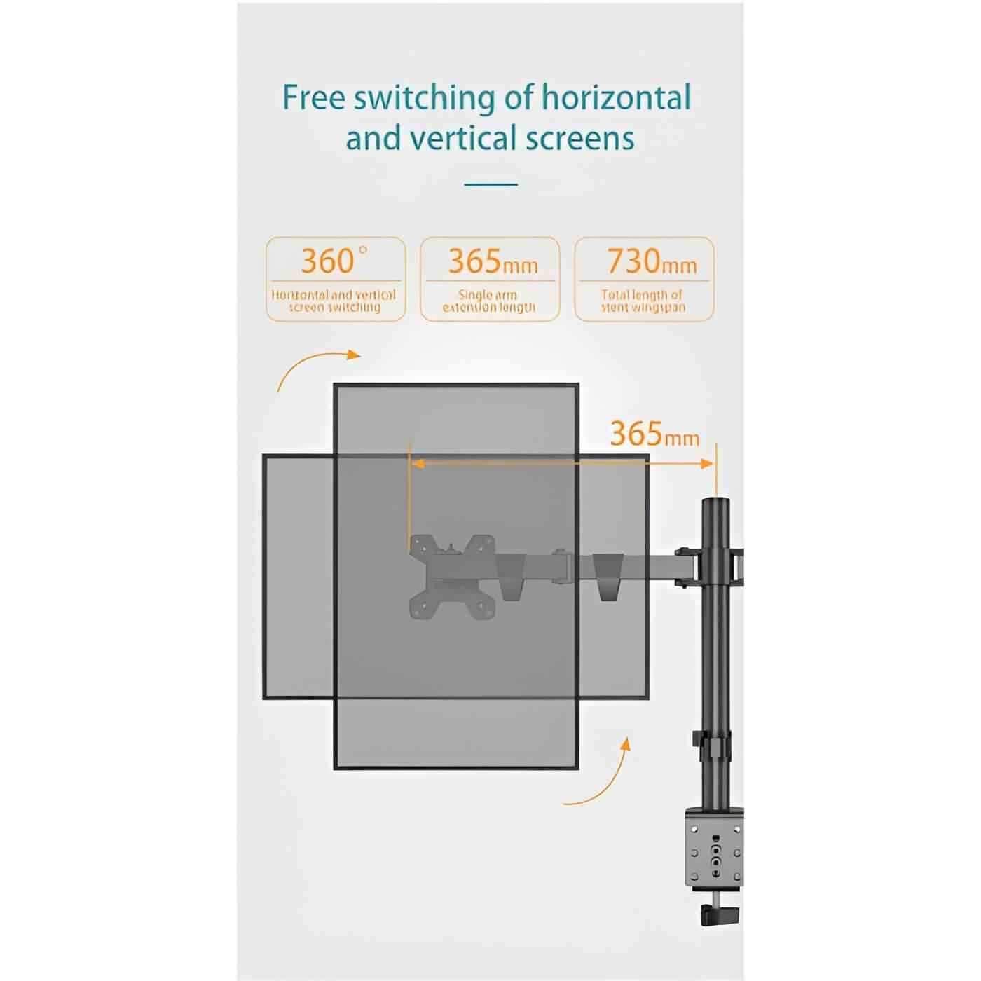 Kaloc DW220-J Dual Monitor Arm Desk Mount Fully Adjustable Stand 17" to 27" - Pixel Zones
