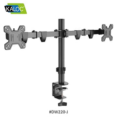 Kaloc DW220-J Dual Monitor Arm Desk Mount Fully Adjustable Stand 17" to 27" - Pixel Zones