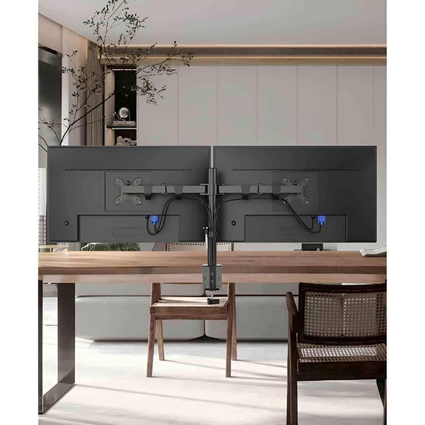 Kaloc DW220-J Dual Monitor Arm Desk Mount Fully Adjustable Stand 17" to 27" - Pixel Zones