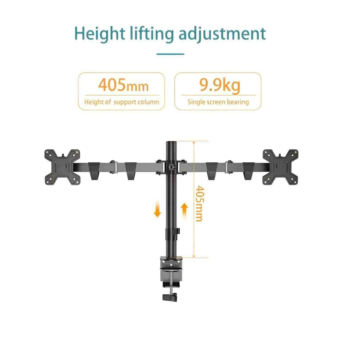 Kaloc DW220-J Dual Monitor Arm Desk Mount Fully Adjustable Stand 17" to 27" - Pixel Zones