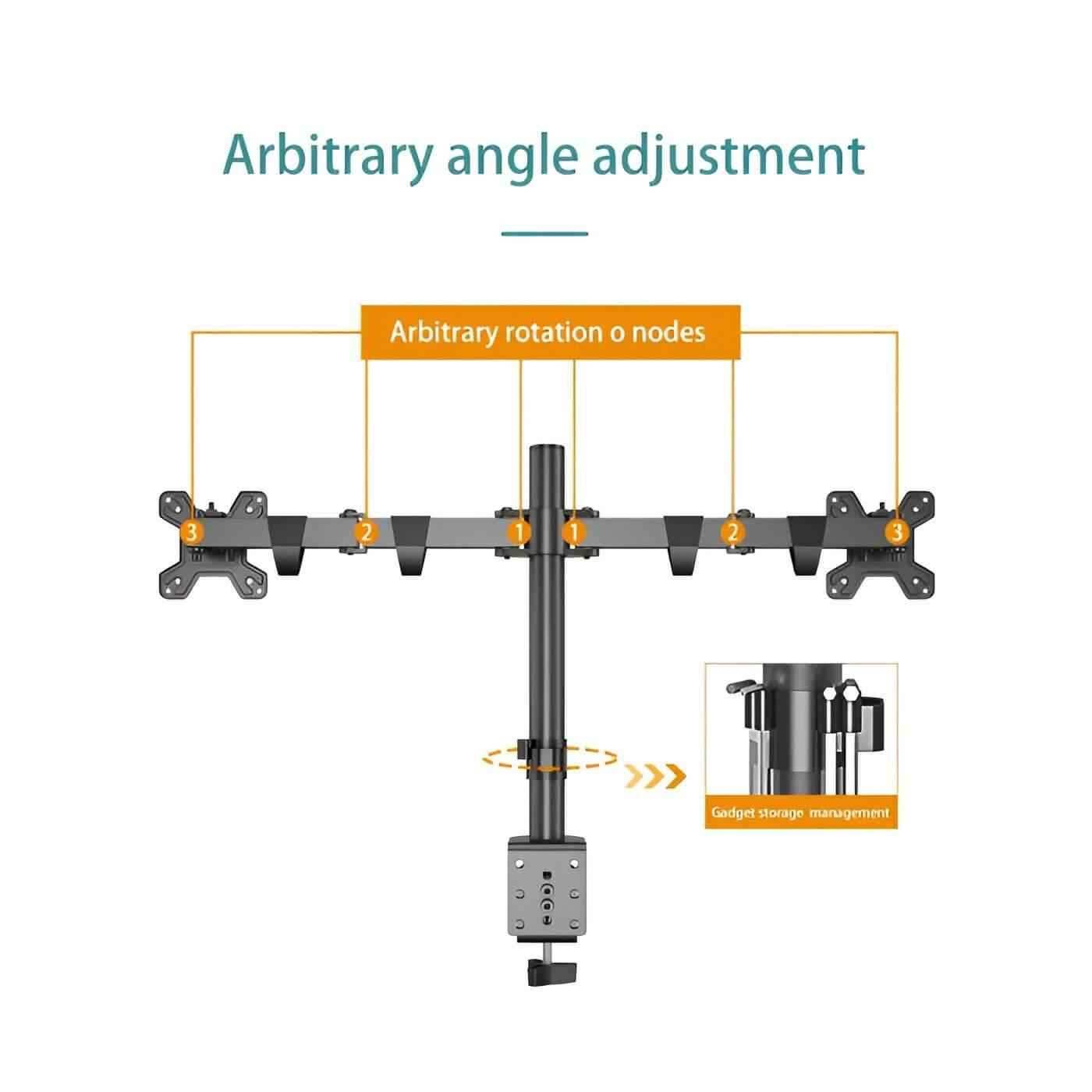 Kaloc DW220-J Dual Monitor Arm Desk Mount Fully Adjustable Stand 17" to 27" - Pixel Zones