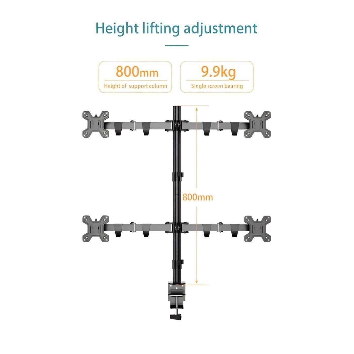 Kaloc KLC-DW240-J 4 Monitor Desk Mount Heavy Duty Fully Adjustable Stand 17" to 27" - Pixel Zones