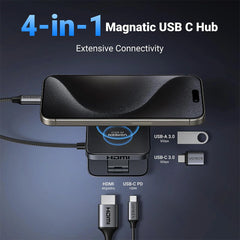 UGREEN 4-in-1 Magnetic USB-C Hub for Phone – 4K@60Hz HDMI, 100W PD, Data Transfer