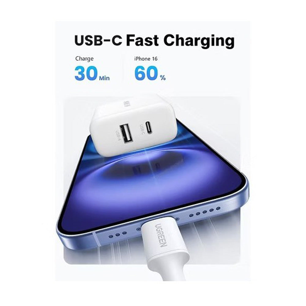 UGREEN 20W Dual-Port USB-A + USB-C Smart & Fast Charger