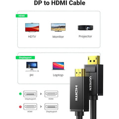UGREEN DP Male to HDMI Male 2M Cable - 10202 | 4K UHD, Stable Transmission