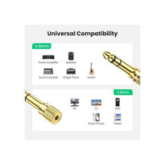 UGREEN 6.5mm Male to 3.5mm Female Audio Adapter (Gold-Plated) – 20503