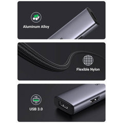 Ugreen USB 3.0 TO 4 Ports USB 3.0 Hub With PD Type-C port - Pixel Zones