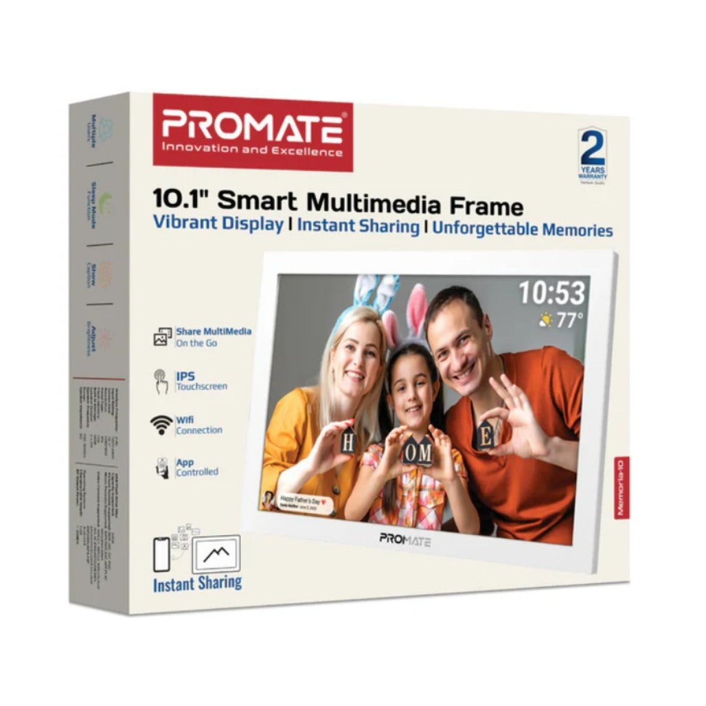 Promate Memoria-10 - 10.1" Vibrant Full HD Smart Multimedia Wi-Fi Digital Photo Frame