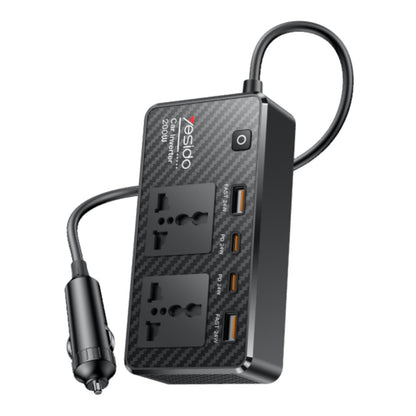 Yesido VC07 12V To 200V Car Inverter - Incependent Switch Multiple Protections USB QC3.0+TC PD Fast Charging