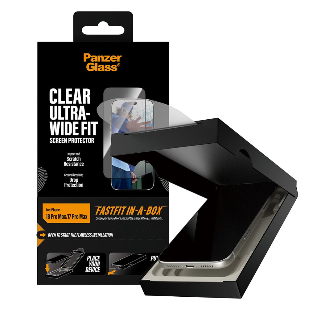 PanzerGlass Screen Protector iPhone 18 Pro/18 Pro Max w. FASTFIT IN-A-BOX