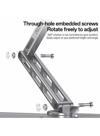 Yesido LP09 360° Rotating Aluminum Laptop Stand - 3-Axis Adjustable & Foldable Ergonomic Notebook Riser for 11-18.4" Devices - Silver
