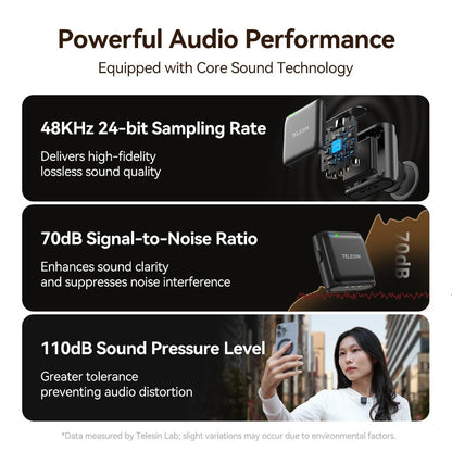 TELESIN Mobile Button Microphone - Wireless Lavalier Microphone