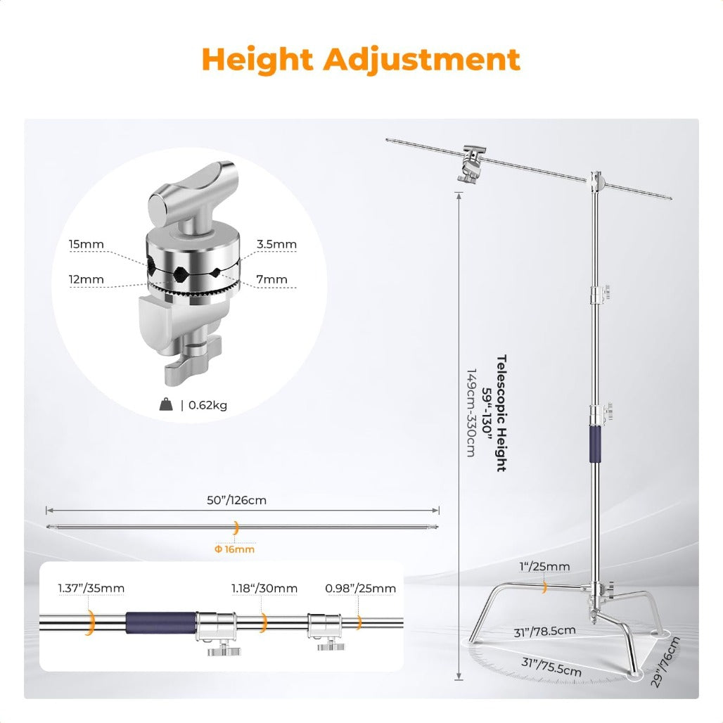 K&F CONCEPT Heavy Duty C Stand - 10.8ft/330cm