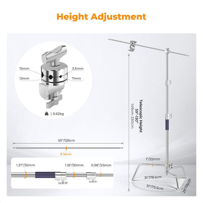 K&F CONCEPT Heavy Duty C Stand - 10.8ft/330cm