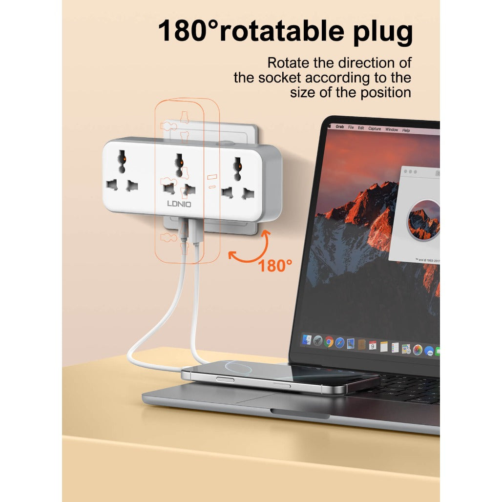 LDNIO 3 AC Outlets Portable Extension Power Socket - SC3317