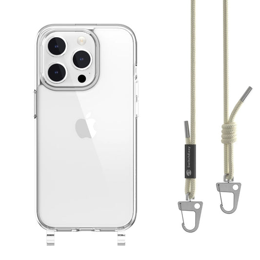 SwitchEasy Play Lanyard Shockproof Clear Case for iPhone 15 Pro/ Pro Max - White