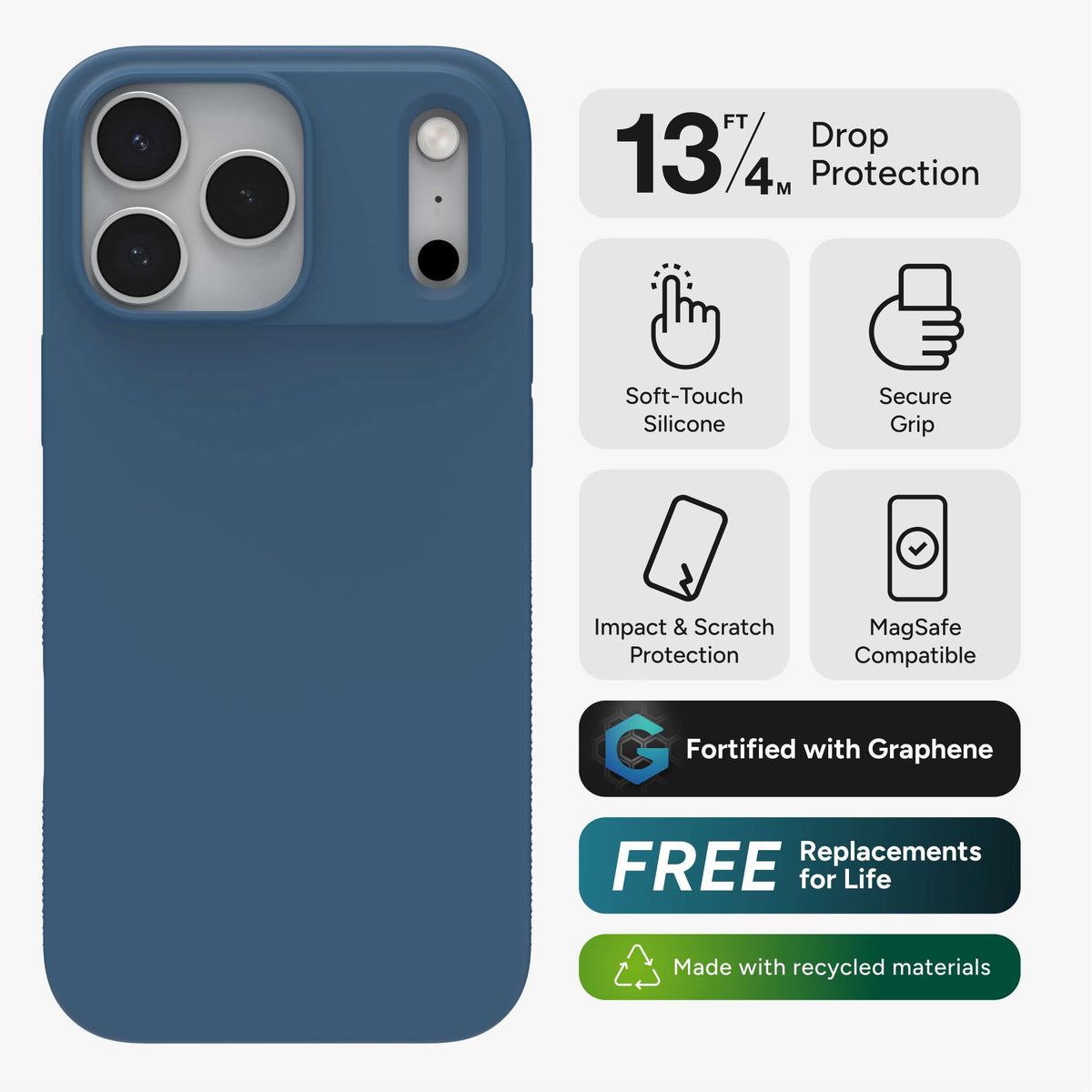 Zagg Manhattan Snap for MagSafe Slim Phone Case For iPhone 17 Pro/17 Pro Max - Ocean Abyss Blue
