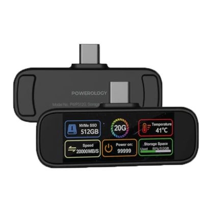 Powerology Vaultx 256Gb , 512Gb & 1Tb Mini Portable SSD Drive - Black