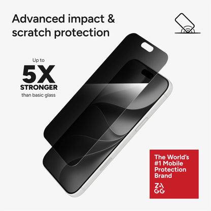 Zagg Glass Elite 2-Way Privacy Screen Protector For iPhone 18 Pro/18 Pro Max