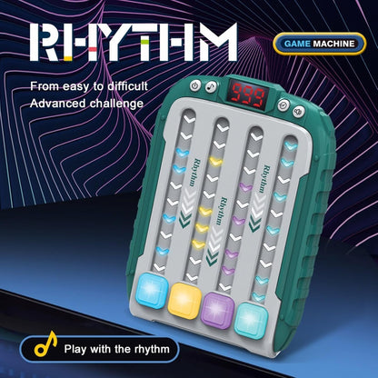 Rhythm Game Machine - Electronic Handheld Music Challenge Toy with LED Lights - Green