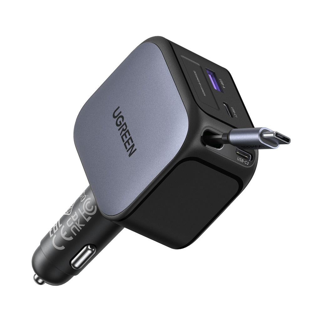 UGREEN Nexode Car Charger 145W with Retractable USB-C Cable