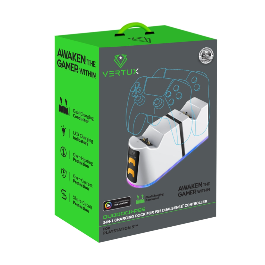Vertux Duodock-PS5 - 2-in-1 Charging Dock for PS5 DualSense™ Controller