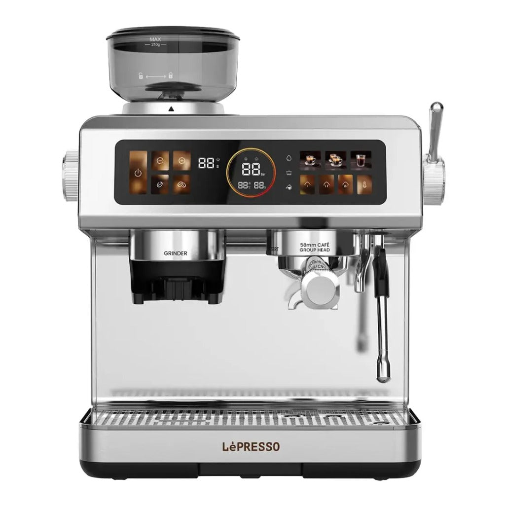 Lepresso Deliziosa Semi-Automatic Coffee Machine with Touch Control Panel - Silver