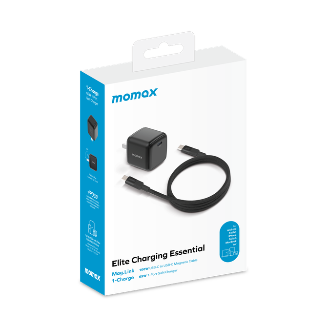 Momax Charge 65W GaN Charger + 100W Magnetic Cable Kit (VPD0155CND)