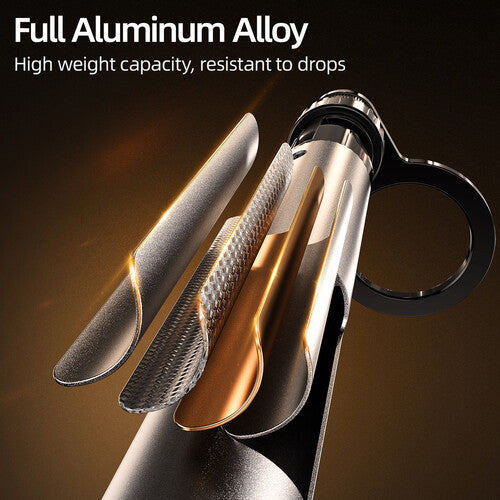 TELESIN Phone Floor Stand with Articulating Arm and MagSafe – 360° Adjustable Mount, Heavy-Duty Base, Foldable Design – Black/Silver