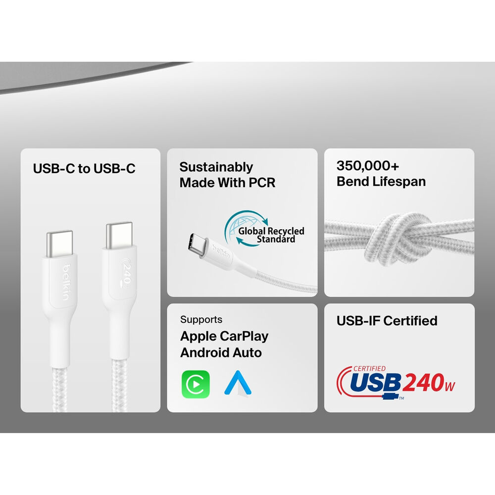 Belkin BoostCharge Pro USB-C to USB-C Braided Cable 240W