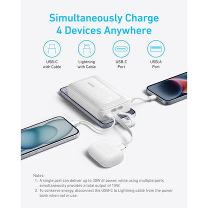 Anker Zolo Power Bank (20K, Built-In USB-C and Lightning Cable) - A1680H11