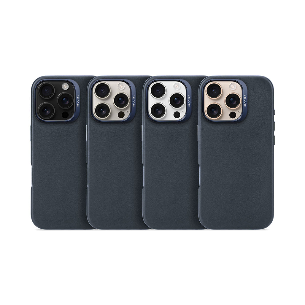 Decoded Leather Case for iPhone 17/16/15 Series - Navy