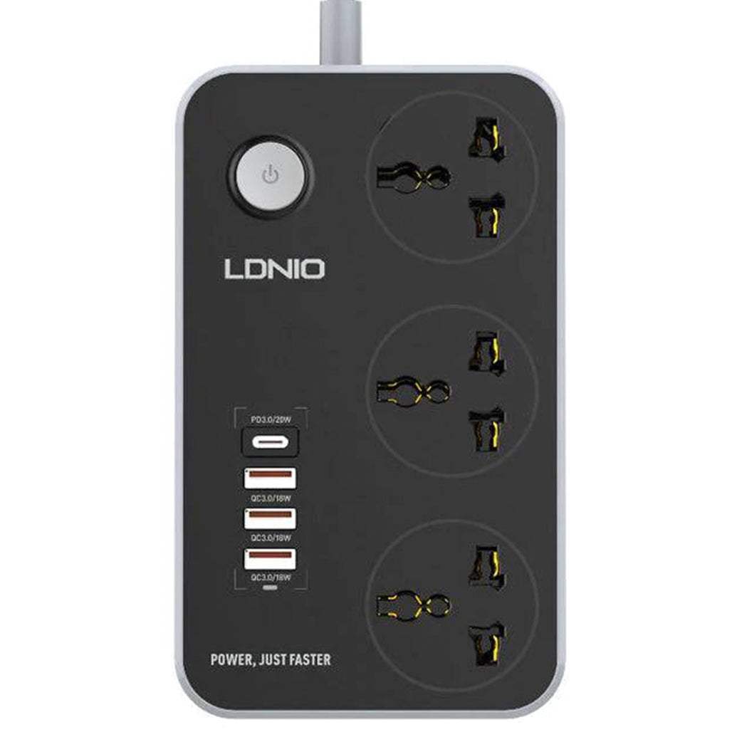LDNIO SC3412 2500W Power Strip 3 AC 1 USB-C and 3 USB-A 20W Outlets