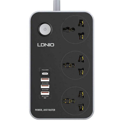 LDNIO SC3412 2500W Power Strip 3 AC 1 USB-C and 3 USB-A 20W Outlets