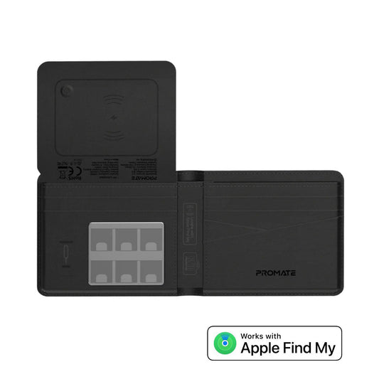 Promate ProWallet Anti-Loss Slim Leather Wallet with RFID Protection & Smart Tracking