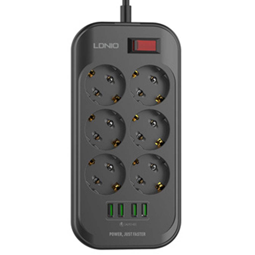 LDNIO SE6403 2500W Defender Series 6 AC + 4 USB Outlets EU Power Strip
