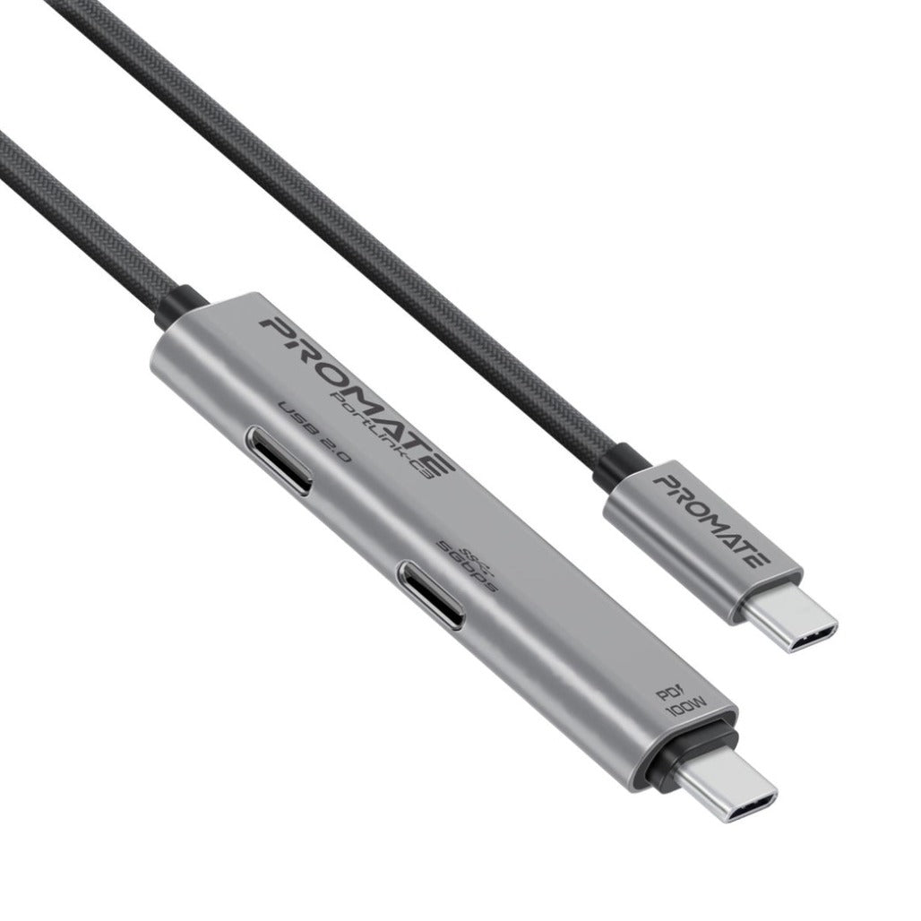 Promate 100W Power Delivery Dual USB-C Port Data and Charge Cable