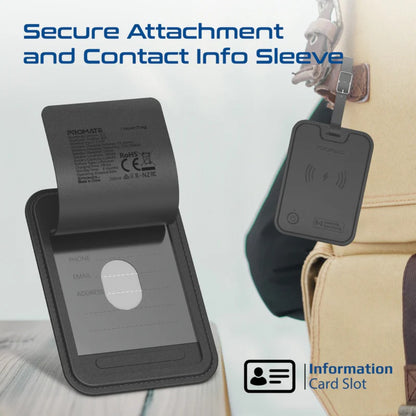 Promate HushTag Anti-Loss Slim Leather Luggage Tag with Smart Tracking