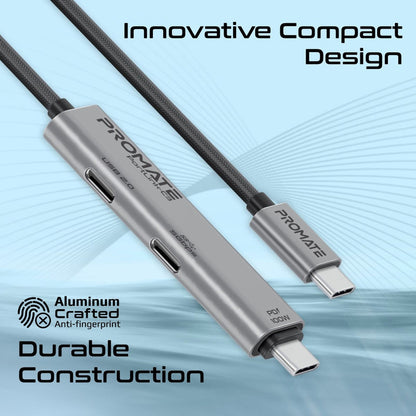 Promate 100W Power Delivery Dual USB-C Port Data and Charge Cable
