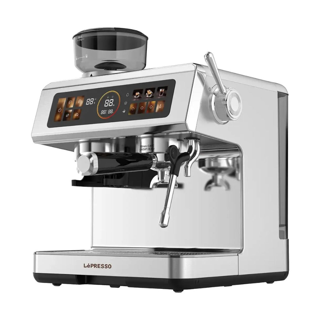 Lepresso Deliziosa Semi-Automatic Coffee Machine with Touch Control Panel - Silver